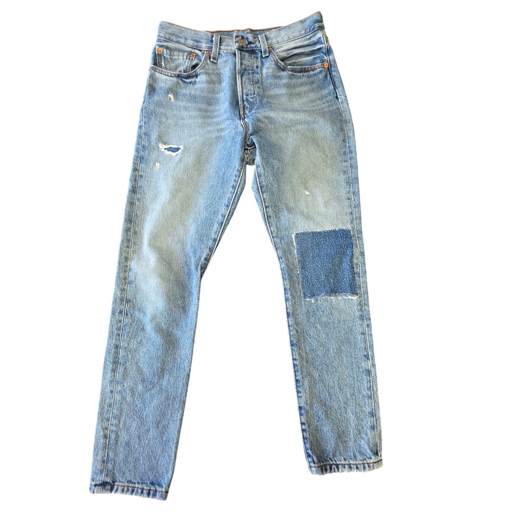 Levi's Premium 501 Original Straight‎ Jeans Light Wash W27 L28 Patched Mended